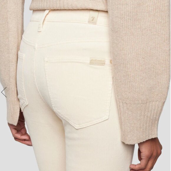 Winter White 7 For All Mankind Tapioca Corduroy Skinny Pants - Picture 1 of 6